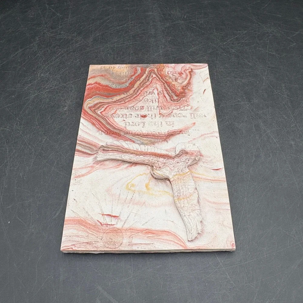 Isaiah 40:31 Sand Art Plaque Eagle Relief Marbled Stone Scripture Wall Decor